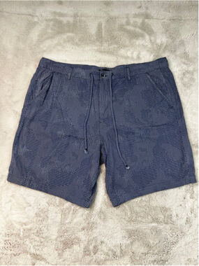 Robert Graham Flat Front Shorts Mens Size 40 Classic Fit Drawstrings Pockets Blu
